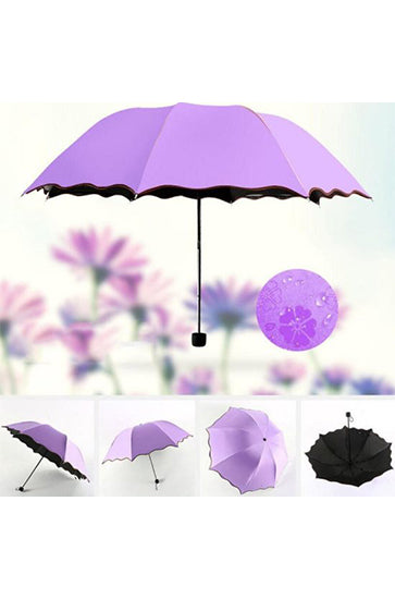 Fancy Magic Umbrella Changing Secret Blossoms Occur With Water Magic Print 3 Fold Umbrella For Women Men And Children Umbrella Flower Print Sun And Rain