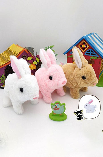 Cookie Jumping Rabbit Easy on Hands, Interactive Toys Bunnies Can Walk and Talk, Easter Plush Stuffed Bunny Toy Walking Rabbit Educational Toys for Kids, Hopping Wiggle Ears Twitch Nose (Pack Of 1/ Colour: White)