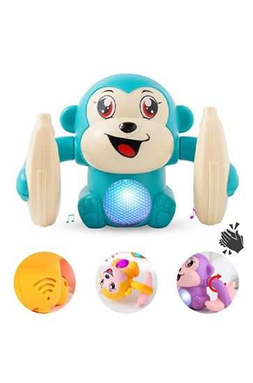 Naughty 360 Degree Rotation Dancing Monkey Musical Toy for Kids Baby Spinning Rolling Doll Tumble Monkey with Light, Musical Toys for Kids Banana Monkey