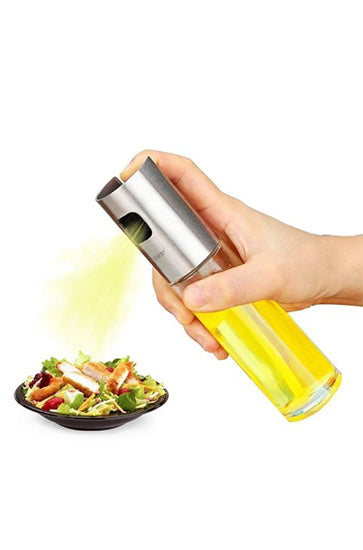 Oil Spray Bottle for Cooking Refillable Stainless Steel Oil Dispenser with Mini Funnel, Vinegar Glass Spray Bottle for BBQ, Salad, Baking, Grilling, Roasting, Frying