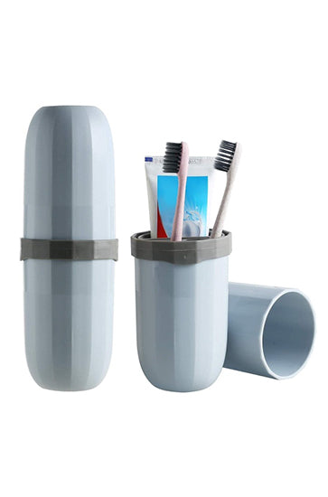 Portable Capsule Shape Travel Toothbrush, Toothpaste, Toiletry and Cosmetic Holder Case (1Pc)