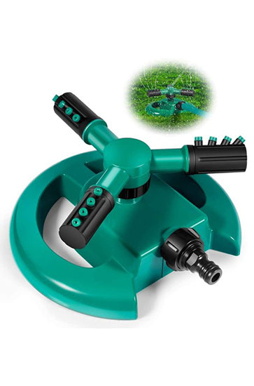 3- Arm Rotating Garden Sprinkler, Adjustable 360 Degree Rotation Lawn Sprinkler for Large Lawn Area, Multipurpose Yard Sprinklers for Plant Irrigation and Kids Playing, Water Saving Device, Yard Irrigation