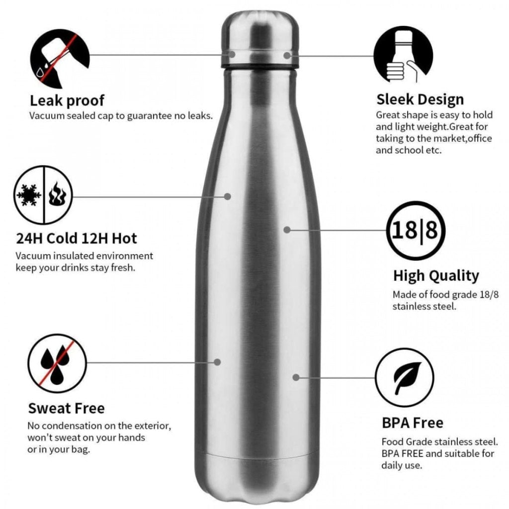 Stainless Steel Hot and Cold Water Bottle for Office, Thermal Flask for Tea, Coffee, Hot & Cold Drinks, BPA Free, 750 ML