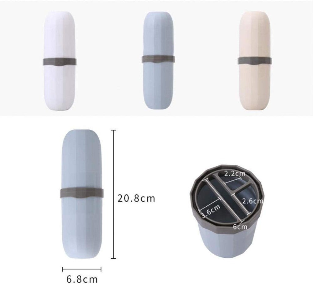 Portable Capsule Shape Travel Toothbrush, Toothpaste, Toiletry and Cosmetic Holder Case (1Pc)