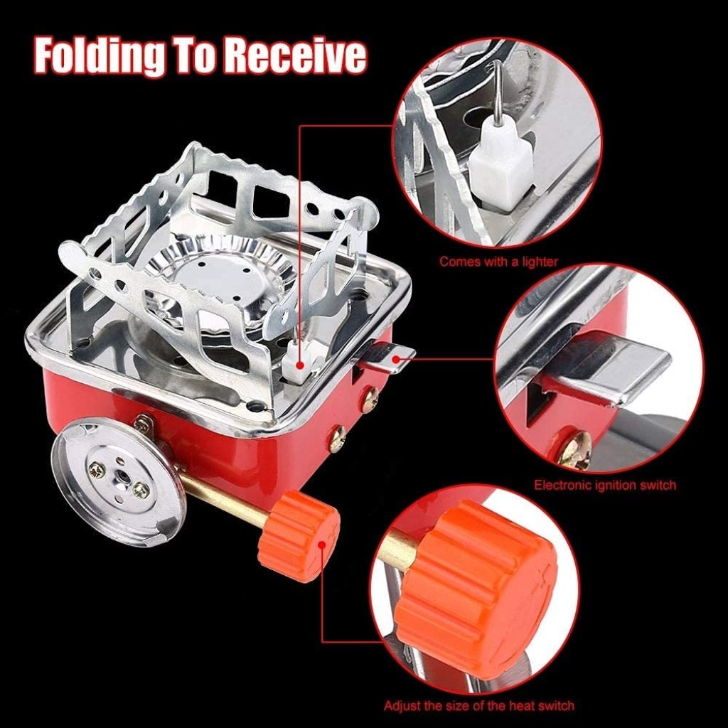 Portable Picnic, Camping Aluminum Gas Stove Ultra Light Folding Furnace Outdoor Metal Camping Gas Stove Picnic Cooking Gas Burners Folding Stove