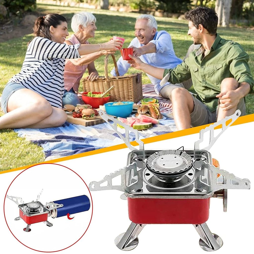 Portable Picnic, Camping Aluminum Gas Stove Ultra Light Folding Furnace Outdoor Metal Camping Gas Stove Picnic Cooking Gas Burners Folding Stove