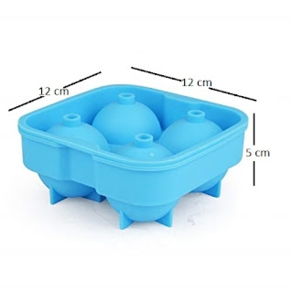 Silicone Spherical 4 Round Ball Whiskey Ice Cube Tray Maker Mold Funnel for Whiskey, Cocktails, Bourbon (Multi Color)