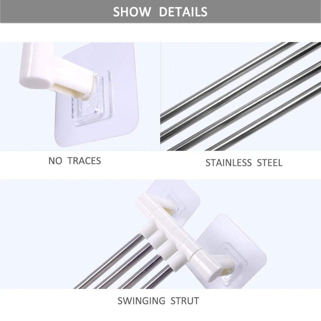 Stainless Steel 4 Bar Towel Rack for Bathroom |Towel Holder for Kitchen |Towel Hanger Stand for Wash Basin