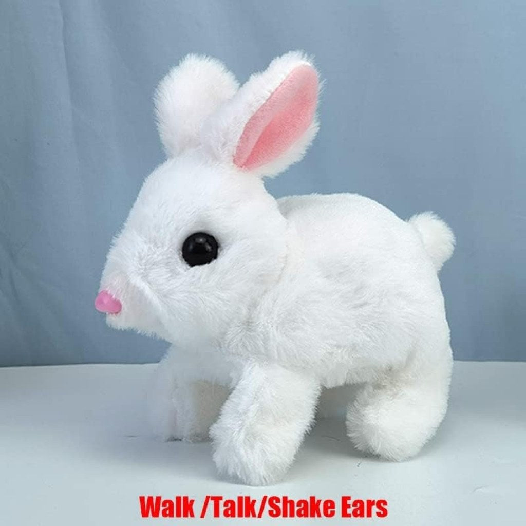 Cookie Jumping Rabbit Easy on Hands, Interactive Toys Bunnies Can Walk and Talk, Easter Plush Stuffed Bunny Toy Walking Rabbit Educational Toys for Kids, Hopping Wiggle Ears Twitch Nose (Pack Of 1/ Colour: White)