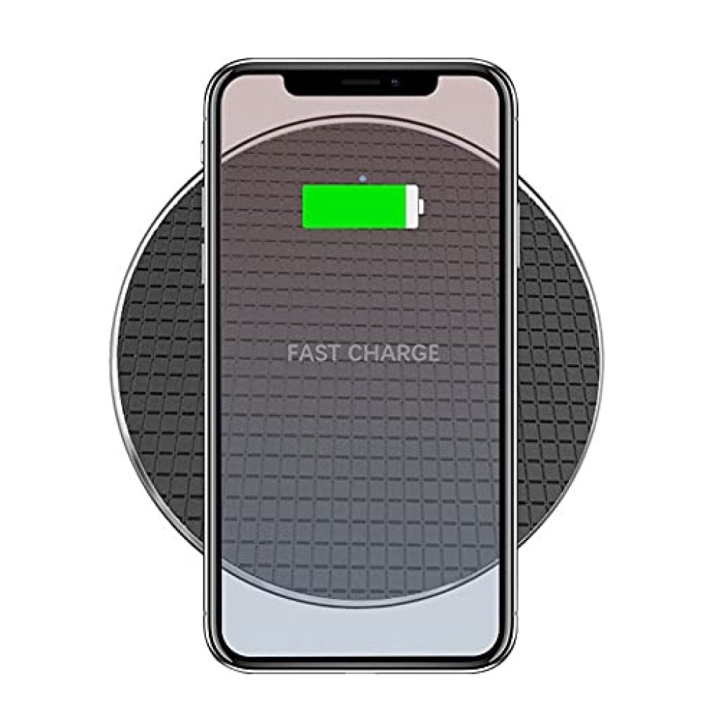 Wireless Charger Fast Qi Certified 10W Charging Pad - Compatible with Smartphone & Other Qi Devices (Charging Cable Included) (Black)